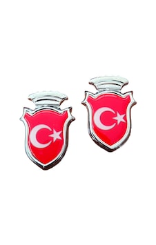 Türk Bayraklı Arma Damla Etiket Kırmızı 2'li Diğer