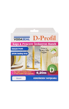 Vodaseal Fitil Kapı Pencere Izalasyon D Profil Band Beyaz 6,20M Vodaseal Fitil Kapı Pencere Izalasyon D Profil Band Beyaz 6,20M