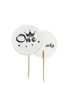 20 Adet Siyah One Baskılı 1 Yaş Cupcake Pasta Kürdanı 6,5 Cm - Toothpick