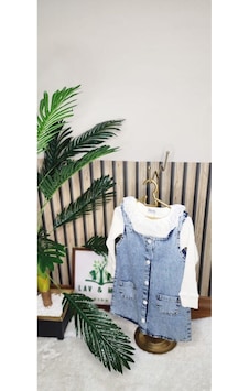 Kot Cocuk Pamuklu Cepli Önden Açilan Düğmeli Badisi İle Birlikte Bayramlik Denim Kot Jile Elbise-73 Mavi Kot Cocuk Pamuklu Cepli Önden Açilan Düğmeli Badisi İle Birlikte Bayramlik Denim Kot Jile Elbise-73 Mavi