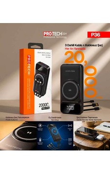 P36 20000 Mah Kablosuz Şarj Özellikli Powerbank Siyah P36 20000 Mah Kablosuz Şarj Özellikli Powerbank Siyah