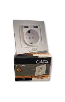 Cata Çift Usb Li Topraklı Priz Hızlı Şarz+çocuk Koruma Ct-3004