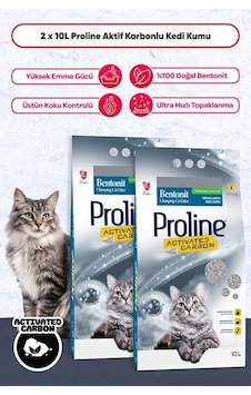 Proline Proline Aktif Karbonlu Topaklanan Kedi Kumu 10 Lt X 2 Adet Proline Proline Aktif Karbonlu Topaklanan Kedi Kumu 10 Lt X 2 Adet