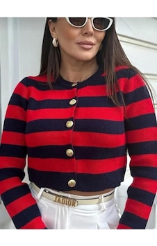 Kozia Outdoors Kırmızı Seritli Triko Kısa Hırka Lacivert Kozia Outdoors Kırmızı Seritli Triko Kısa Hırka Lacivert