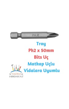 Troy Ph2 x 50 MM Bits Yıldız Uç Tornavida Ucu 1 Adet