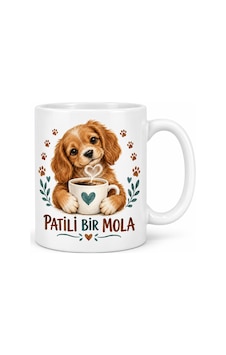 Patili Bir Mola Sevimli Köpek Ve Kahve Tasarımlı Porselen Kupa Diğer Patili Bir Mola Sevimli Köpek Ve Kahve Tasarımlı Porselen Kupa Diğer