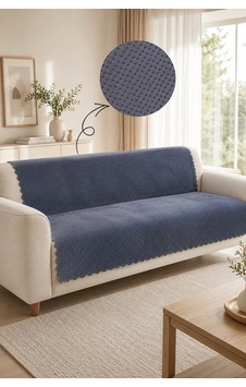Kaymaz Taban Peluş Koltuk Örtüsü - Wellsoft Koltuk Örtüsü - 170x210 Cm - Bej Antrasit Kaymaz Taban Peluş Koltuk Örtüsü - Wellsoft Koltuk Örtüsü - 170x210 Cm - Bej Antrasit