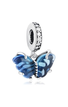 Fubena Mavi Murano Kelebek Sallantılı Charm Gümüş Fubena Mavi Murano Kelebek Sallantılı Charm Gümüş