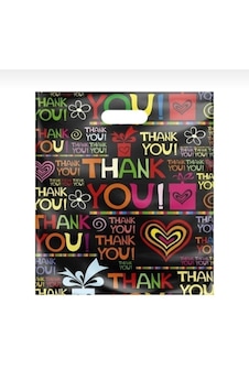 Takviyeli Baskılı Mağaza Poşeti 50'li 26x38 Cm 2 No Thank You Desen Takviyeli Baskılı Mağaza Poşeti 50'li 26x38 Cm 2 No Thank You Desen