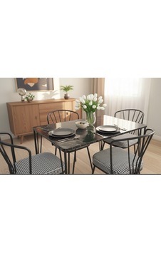 Yemek Masası Mutfak Masası ,balkon Masası 60x110 4 Sandalyeli Siyah Mermer Desen Yemek Masası Mutfak Masası ,balkon Masası 60x110 4 Sandalyeli Siyah Mermer Desen