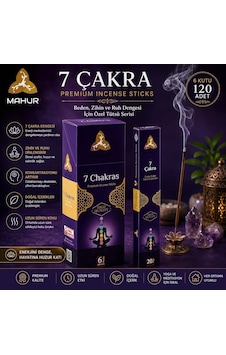 Mahur 7 Çakra Tütsü 120 Adet 6 Kutu X 20 Çubuk, Premium Kokulu Çubuk Tütsü, Yoga Meditasyon Ve Ortam Kokulandırma İçin