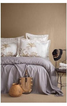 Apricitas Home Noble Gri Çift Kişilik Pike Set %100 Pamuk