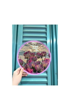 Desenli Katlanabilir Yuvarlak Yazlık Çantalı Taşınabilir El Yelpazesi Çiçek Desenli 25cm Desenli Katlanabilir Yuvarlak Yazlık Çantalı Taşınabilir El Yelpazesi Çiçek Desenli 25cm