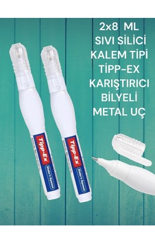 2 Adet 8 Ml Daksil Sıvı Silici Kalem Tipi Tipp-ex Kalem Daksil