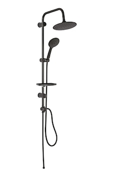 Mistillo Tower Duş Sistemi Ø220mm Yuvarlak Tepe Duşu Siyah Siyah
