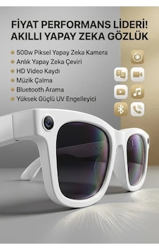 Semel Beyaz Kameralı Bluetooth Akıllı Gözlük Fotoğraf Video Ve Ses Kayıt Özellikli Semel Beyaz Kameralı Bluetooth Akıllı Gözlük Fotoğraf Video Ve Ses Kayıt Özellikli