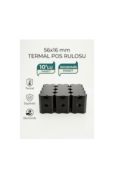56x16 Mm Termal Pos Rulosu 10'lu Ekonomik Paket Beyaz