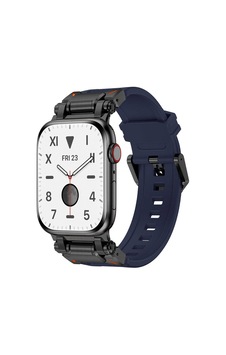 Watch 7 45mm Mkst- Krd-101 Titanyum Metal Başlıklı Silikon Kordon-siyah-mavi Watch 7 45mm Mkst- Krd-101 Titanyum Metal Başlıklı Silikon Kordon-siyah-mavi