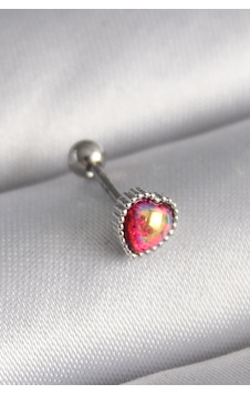 316l Çelik Gümüş Renk Kırmızı Mineli Kalp Tragus Piercing Tj Tdrtr 316l Çelik Gümüş Renk Kırmızı Mineli Kalp Tragus Piercing Tj Tdrtr