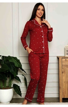Alimer Kadın Bordo Gömlek Yaka Uzun Kol Pijama Takımı Edy2576uk-b Bordo Alimer Kadın Bordo Gömlek Yaka Uzun Kol Pijama Takımı Edy2576uk-b Bordo