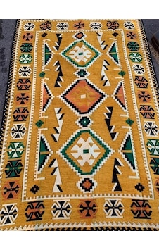 Coton Şark Köşesi Antep Anadolu Desenli Kilim Sarı 120x180 CM Coton Şark Köşesi Antep Anadolu Desenli Kilim Sarı 120x180 CM