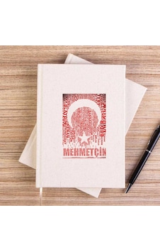 Mehmetçik Ay Yıldız Krem Çizgisiz Kanvas Defter Mehmetçik Ay Yıldız Krem Çizgisiz Kanvas Defter