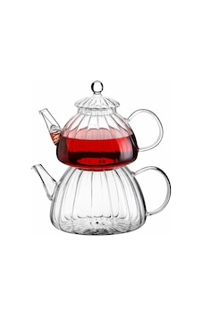 Ateşe Dayanıklı Borosilikat Cam Çaydanlık Beyaz