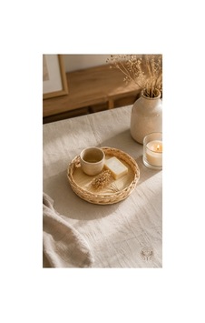 El Yapımı Doğal Bambu Sepet - 16 Cm Ahşap Tabanlı Örgü Düzenleyici