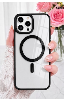 Fibaks iPhone 16 Pro Uyumlu Kılıf Magsafe Wireless Şarj Özellikli Tam Koruma Renkli Sert Kapak Siyah