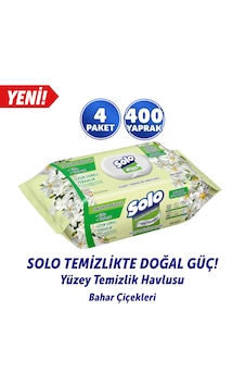 Solo Doğal Güç Bahar Çiçekleri Yüzey Temizleme Mendili 4'lü 400 Yaprak Beyaz Solo Doğal Güç Bahar Çiçekleri Yüzey Temizleme Mendili 4'lü 400 Yaprak Beyaz