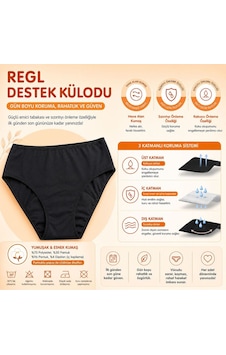 Kadın Yüksek Bel Regl Külodu Sızdırmaz, Rahat Kesim İç Çamaşırı Siyah Kadın Yüksek Bel Regl Külodu Sızdırmaz, Rahat Kesim İç Çamaşırı Siyah