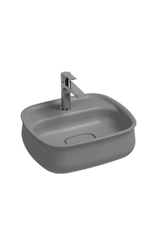 Isvea Fluido Tezgah Üzeri Çanak Lavabo 47 CM Bas-Aç Set Stone Gri