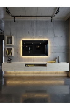 Resital Duvara Monte Ledli 270 Cm Tv Ünitesi Duvar Raflı - Ll6028 Traverten Resital Duvara Monte Ledli 270 Cm Tv Ünitesi Duvar Raflı - Ll6028 Traverten