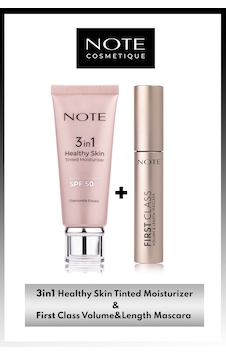 Note Cosmetics Cosmetics 3 in 1 Tinted Ton Eşitleyici Krem SPF50 + First Class Hacim ve Uzatma Etkili Maskara Note Cosmetics Cosmetics 3 in 1 Tinted Ton Eşitleyici Krem SPF50 + First Class Hacim ve Uzatma Etkili Maskara