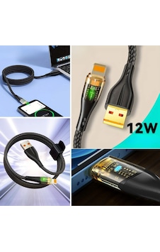 Go İthalat Led Işık Uçlu Sağlam İp Kablolu Usb To Lightning Hızlı Şarj Kablosu