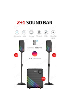 Hp-tv02 2+1 Soundbar Ev Sinema Sistemi Stereo Hd Ses Rgb Kablolu 80 Watt Amfi 15wx2 Soundbar-130215