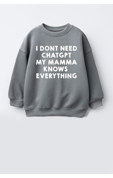 Monila Unisex Çocuk Slogan Baskılı 3 İplik Kumaş Pamuklu Sweatshirt Antrasit