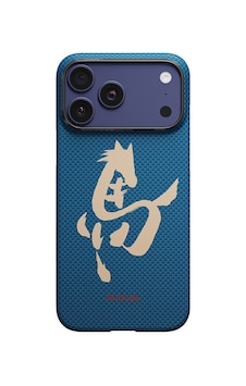 İphone 17 Pro Uyumlu Kılıf M-safe Özellikli Aramid Fiber Pitaka Horse Painting Serisi Kapak Mavi