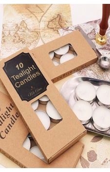 Kutulu Buhurdanlık Tealight Mum 10 Ad. Buhurdanlık Için Özel Olarak Üretilmiştir Beyaz