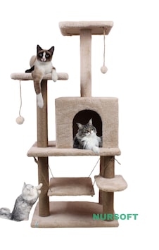 Nursoft Violet Salıncaklı Yuvalı Lüx Kedi Tırmalama Oyun Evi - Nursoft Y-01 Nursoft Violet Salıncaklı Yuvalı Lüx Kedi Tırmalama Oyun Evi - Nursoft Y-01