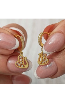Gümüş Sallantılı Gold Kuğu Kadın Küpe Gold Gümüş Sallantılı Gold Kuğu Kadın Küpe Gold