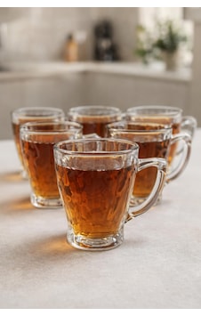 6 Lı Cam Kulplu Bardak Seti Şeffaf Desenli Çay & Kahve Bardağı, Dayanıklı Cam Kupa Takımı 6 Lı Cam Kulplu Bardak Seti Şeffaf Desenli Çay & Kahve Bardağı, Dayanıklı Cam Kupa Takımı