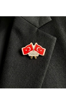 İkili Bayraklı Türk Bayrağı Türkiye Yaka Rozeti - 2 Adet Kırmızı İkili Bayraklı Türk Bayrağı Türkiye Yaka Rozeti - 2 Adet Kırmızı
