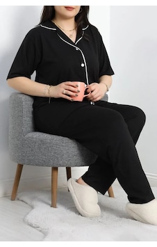 Seka Store Seka Süprem Büyük Beden Düğmeli Pijama Takımı Siyah - 50717.1950. Çok Renkli Seka Store Seka Süprem Büyük Beden Düğmeli Pijama Takımı Siyah - 50717.1950. Çok Renkli