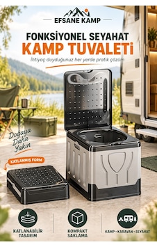 - Fonksiyonel Seyahat Kamp Tuvaleti Gri - Siyah