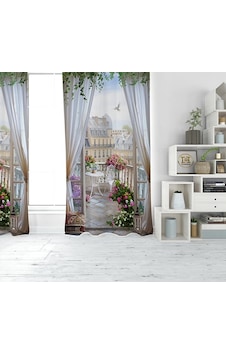 Dijital Baskı Balkon Manzara Tek Kanat Fon Perde Dijital Baskı Balkon Manzara Tek Kanat Fon Perde