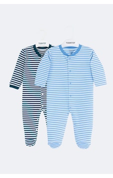 Toontoy Kids Toontoy Unisex Çizgili 2 Li Patikli Tulum Beyaz Toontoy Kids Toontoy Unisex Çizgili 2 Li Patikli Tulum Beyaz