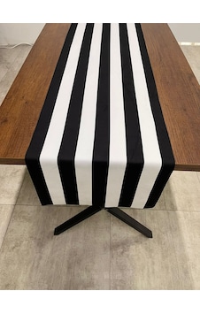 Desenli Runner Örtüsü Siyah Beyaz Çizgili 40 X 140 Renkli