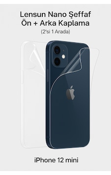 Apple Uyumlu   iPhone 12 Lensun Şeffaf Ön Ve Arka Kaplama 2'si 1 Arada