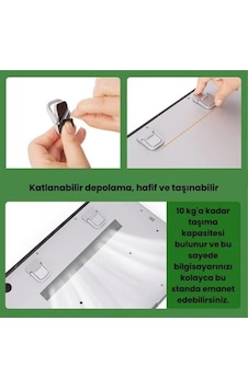 Coofbe 2 Adet Yapışkanlı Katlanılabilir Laptop Standı Portatif Macbook Uyumlu Bilgisayar Laptop Stand Ayagi Siyah